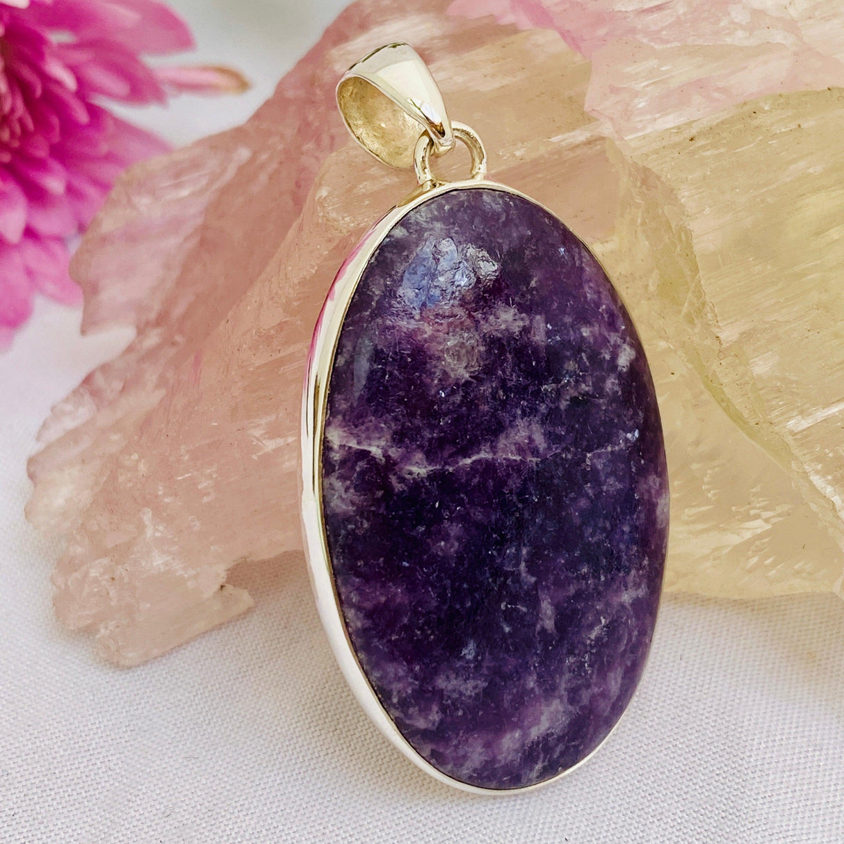 Lepidolite oval pendant KPGJ2744 - Nature's Magick