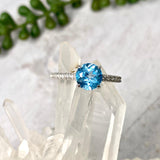 London Blue Topaz brilliant cut w. CZ ring s.7 HRGJ-06 - Nature's Magick