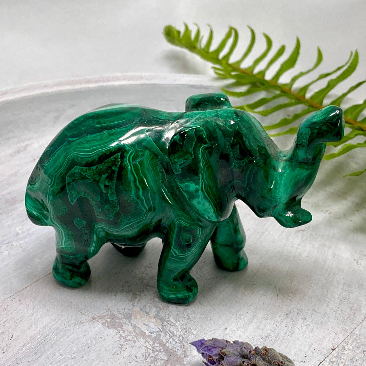 Malachite Elephant Carving MCH-CAR-12 - Nature's Magick