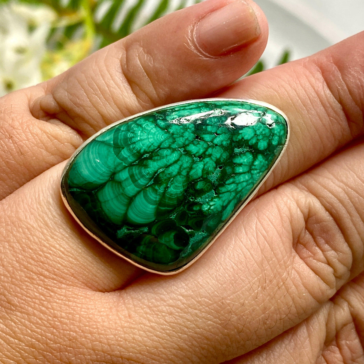 Malachite freeform ring s.10 KRGJ2132 - Nature's Magick