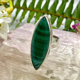 Malachite long marquise cabochon ring s.10 KRGJ945 - Nature's Magick