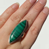 Malachite long marquise cabochon ring s.10 KRGJ945 - Nature's Magick