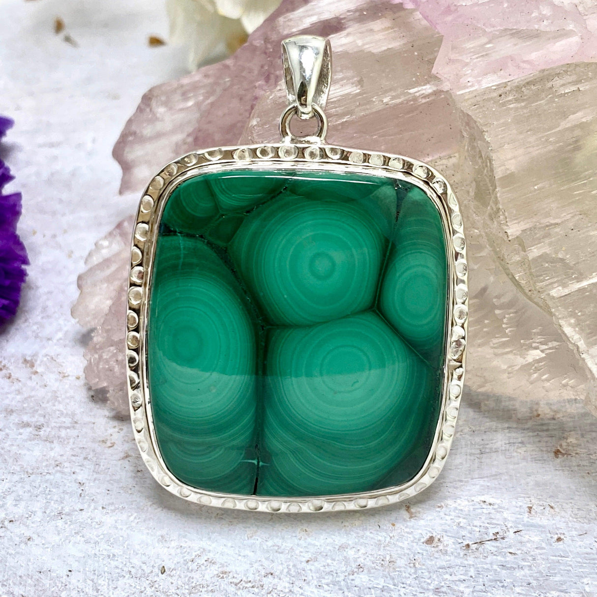 Malachite rectangular pendant KPGJ3334 - Nature's Magick