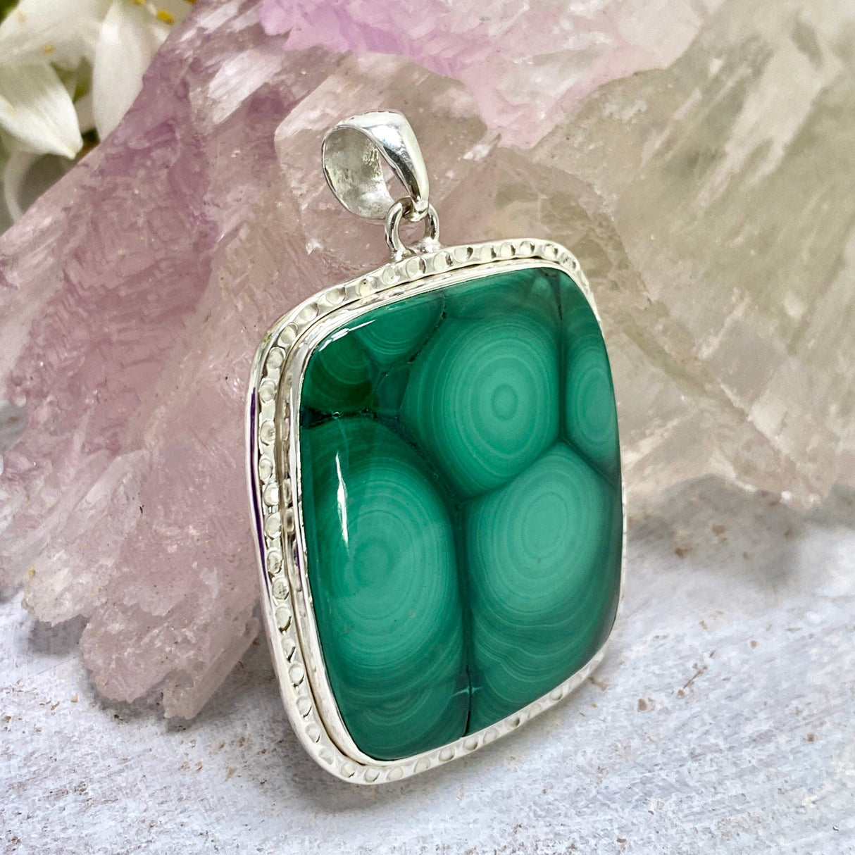 Malachite rectangular pendant KPGJ3334 - Nature's Magick