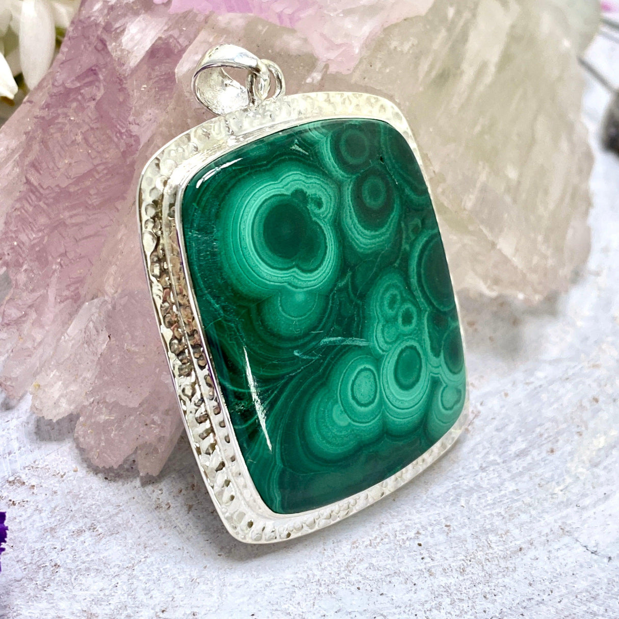 Malachite rectangular pendant KPGJ3335 - Nature's Magick