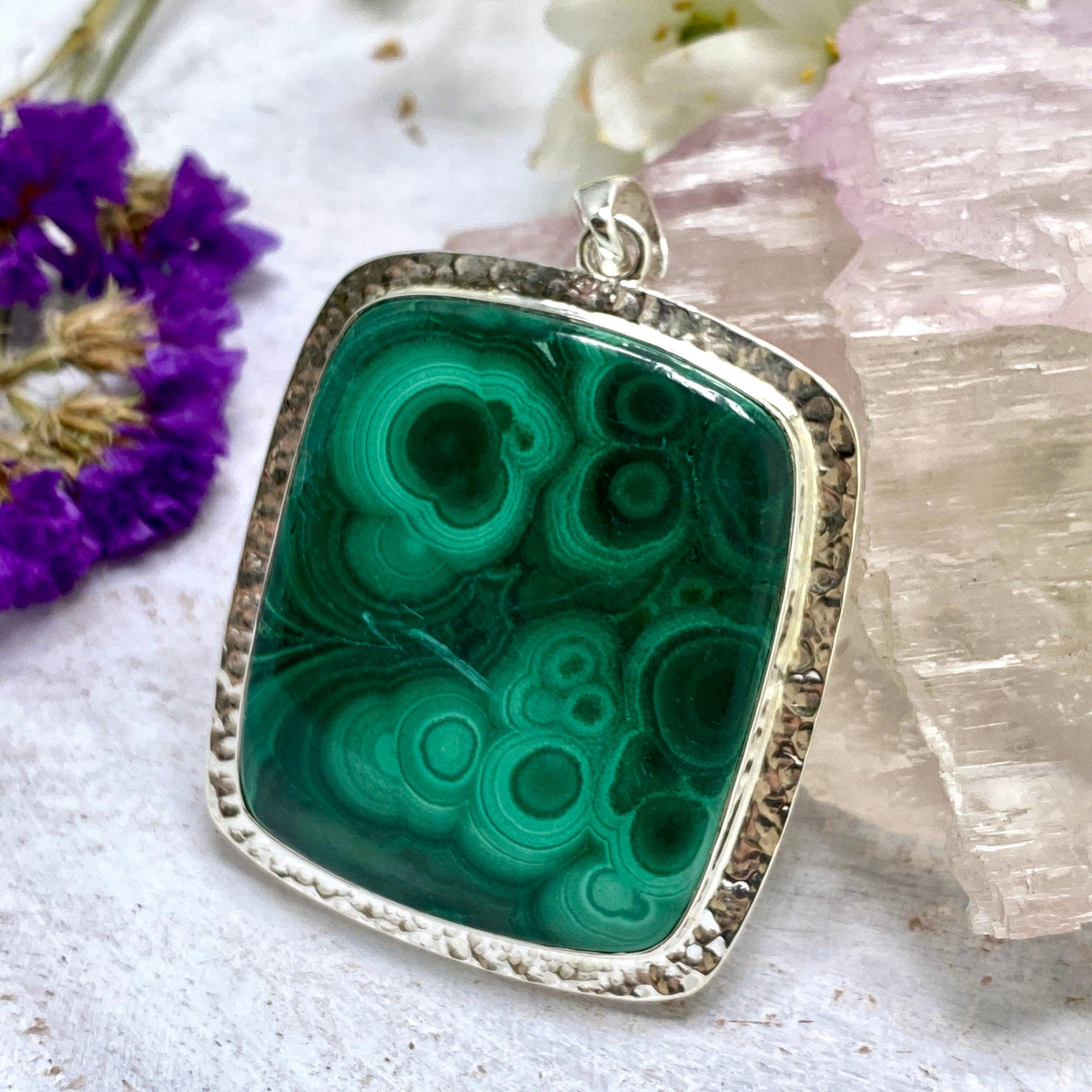 Malachite rectangular pendant KPGJ3335 - Nature's Magick