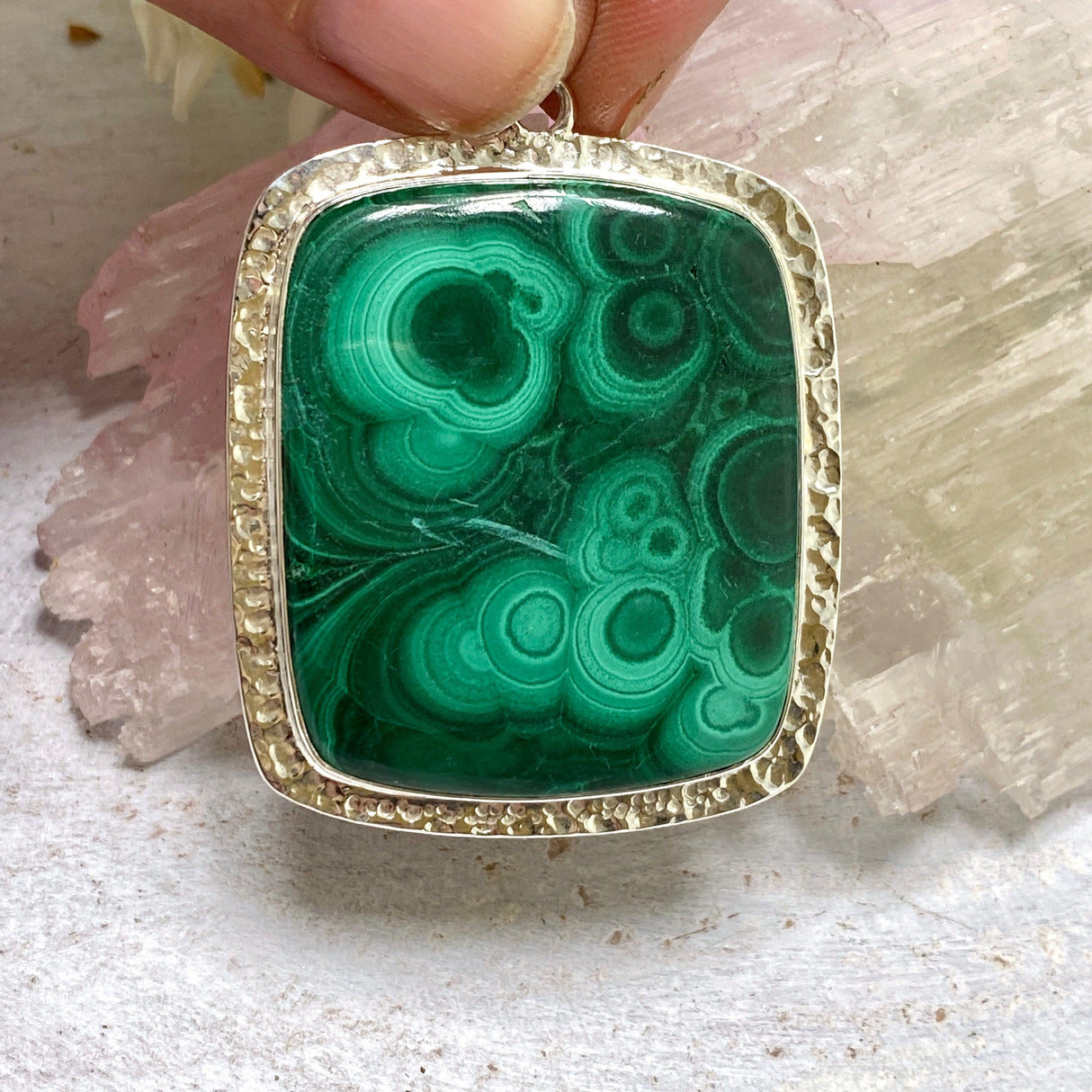 Malachite rectangular pendant KPGJ3335 - Nature's Magick