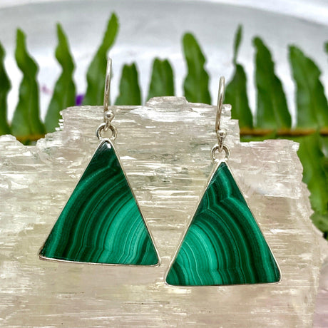 Malachite triangular earrings KEGJ969 - Nature's Magick