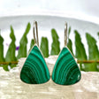 Malachite triangular fixed hook earrings KEGJ968 - Nature's Magick