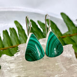 Malachite triangular fixed hook earrings KEGJ968 - Nature's Magick