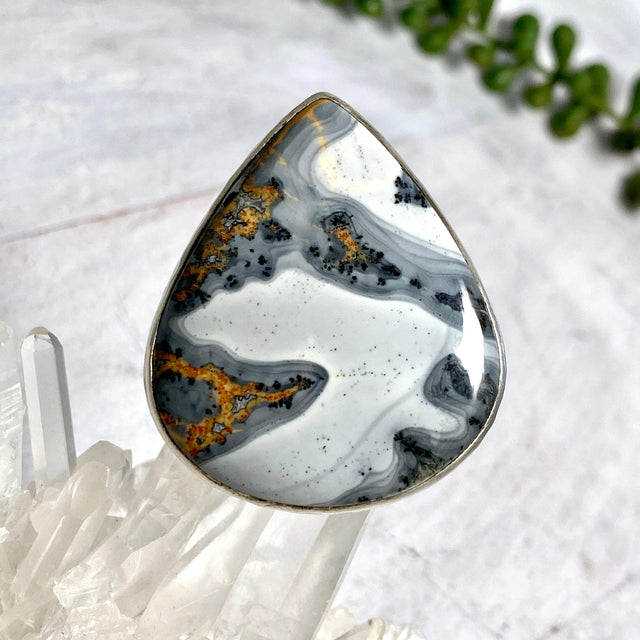 Maligano Jasper teardrop cabochon ring with beaten band s.9 KRGJ1567 - Nature's Magick