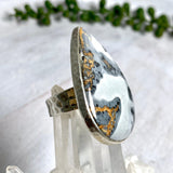 Maligano Jasper teardrop cabochon ring with beaten band s.9 KRGJ1567 - Nature's Magick