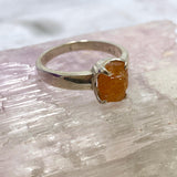 Mandarin Garnet raw ring with claw setting s.8.5 PRGJ213 - Nature's Magick