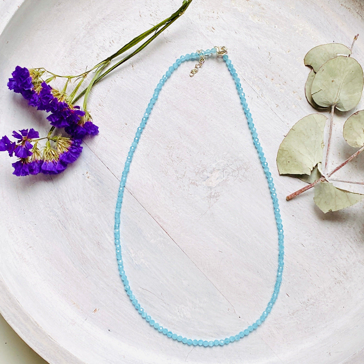 Micro Bead Necklace - Blue Chalcedony - Nature's Magick