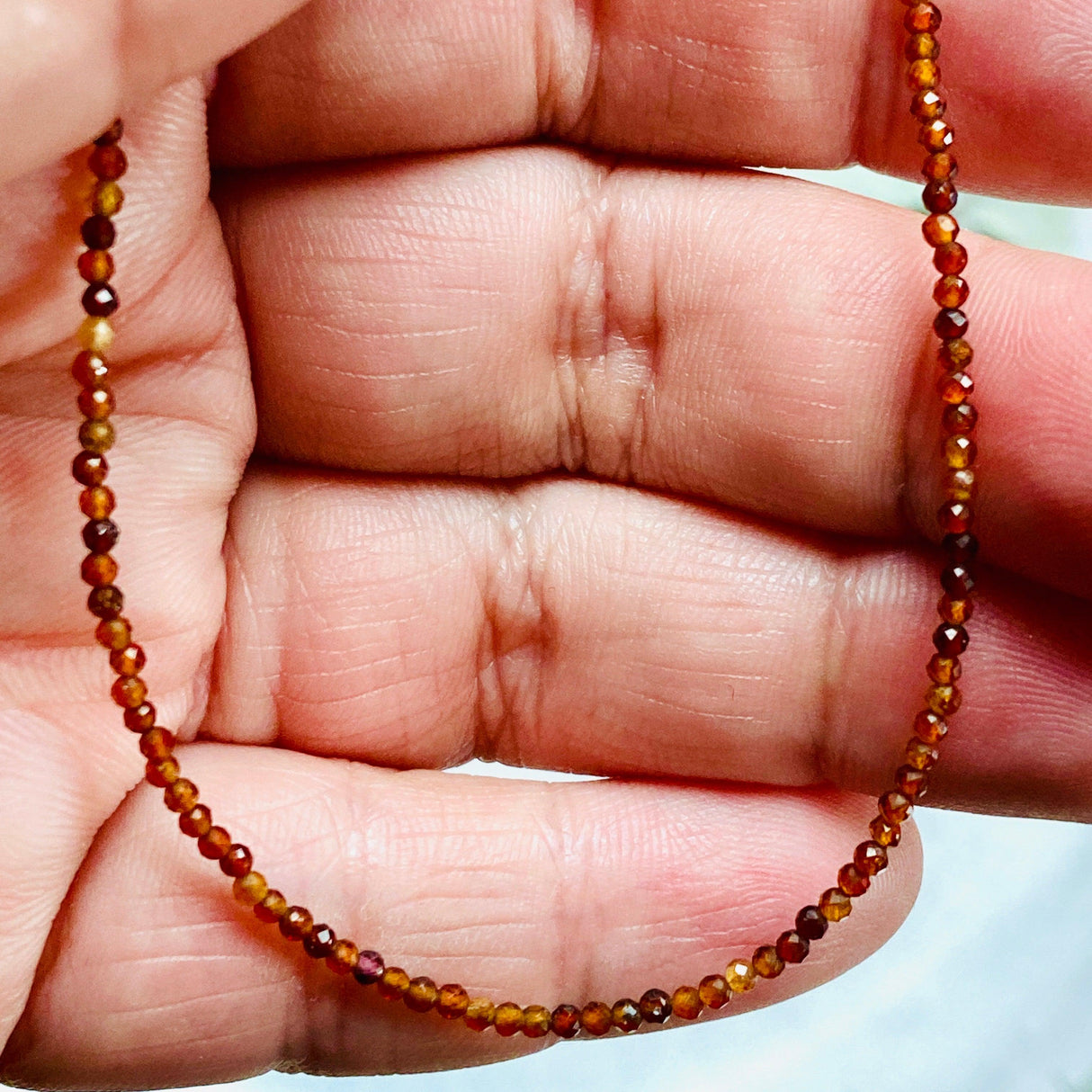 Micro Bead Necklace - Hessonite Garnet - Nature's Magick