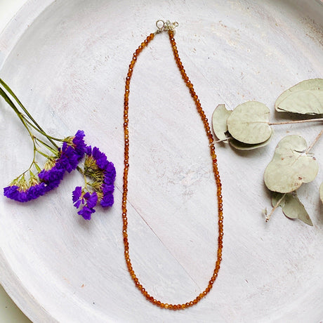 Micro Bead Necklace - Hessonite Garnet - Nature's Magick