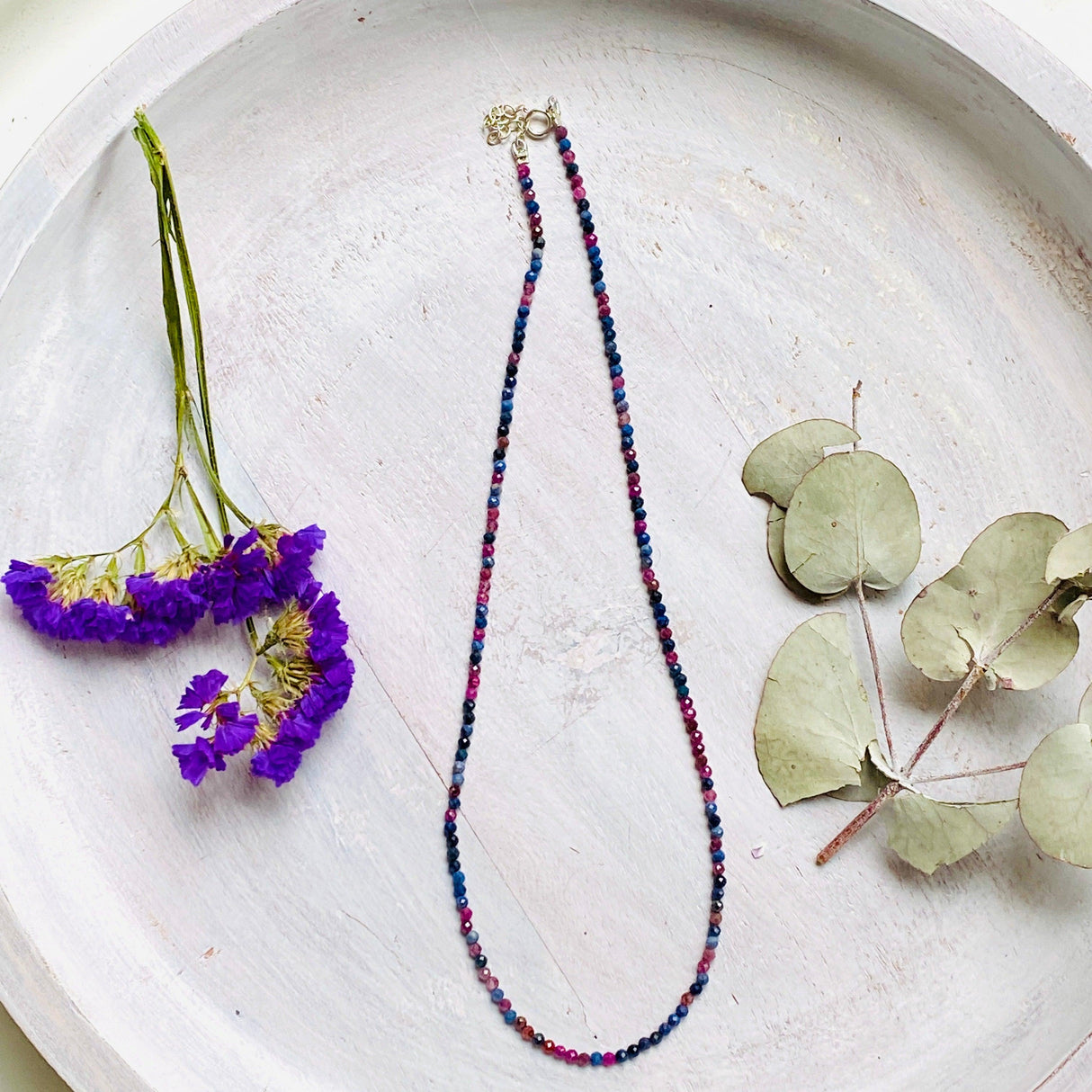 Micro Bead Necklace - Ruby and Sapphire - Nature's Magick