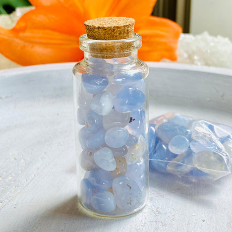 Mini tumbled stones (Chips) 50g - Blue Chalcedony - Nature's Magick