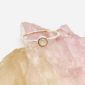 Moonstone Round Faceted Fine Band Ring R3754-MS - Nature's Magick