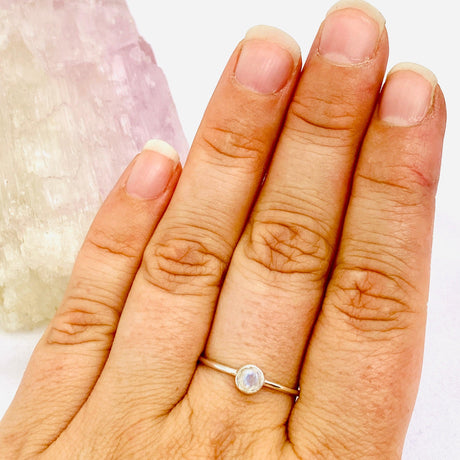 Moonstone Round Faceted Fine Band Ring R3754-MS - Nature's Magick