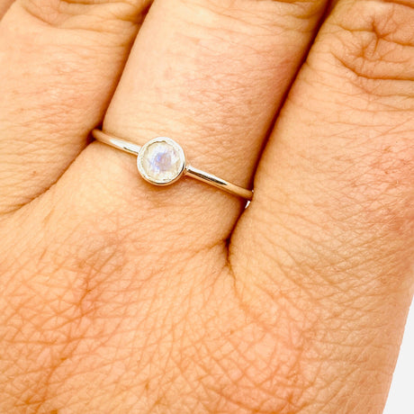 Moonstone Round Faceted Fine Band Ring R3754-MS - Nature's Magick