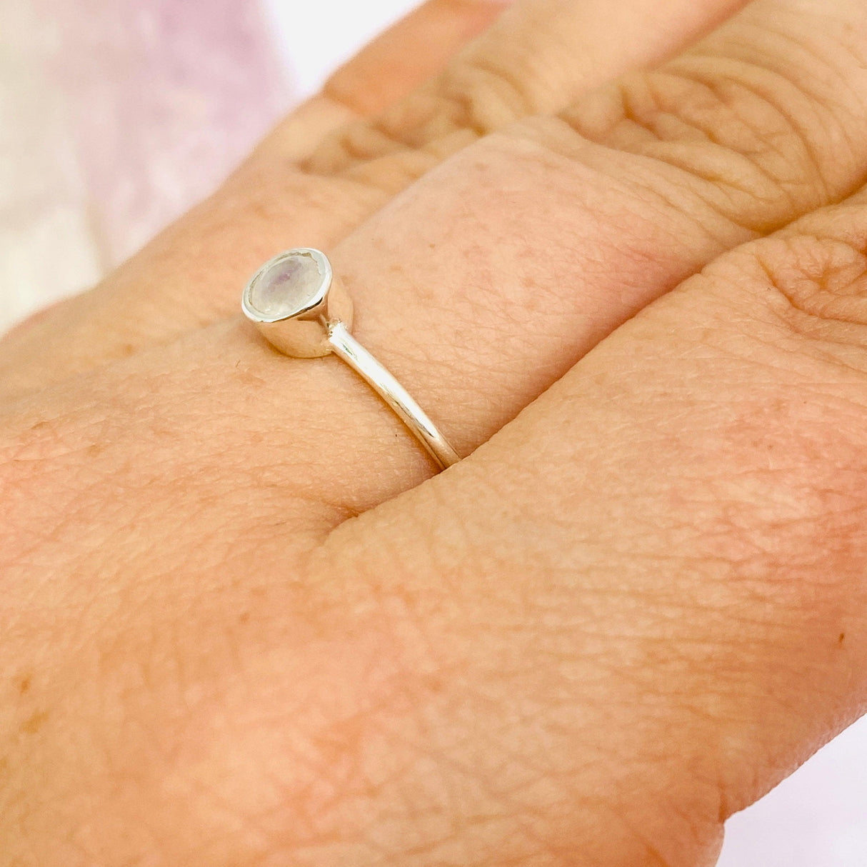 Moonstone Round Faceted Fine Band Ring R3754-MS - Nature's Magick