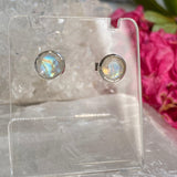 Moonstone round faceted stud earrings KEGJ831 - Nature's Magick