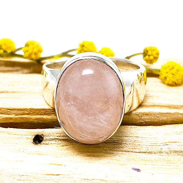 Morganite oval cabochon ring s.8 KRGJ1747 - Nature's Magick