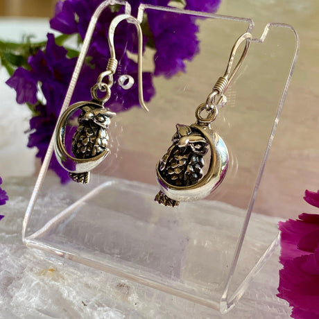 Owl & Moon Drop Earrings SE2113 - Nature's Magick