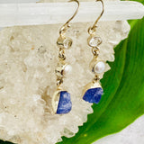 Pearl and Tanzanite multi-stone earrings KEGJ841 - Nature's Magick