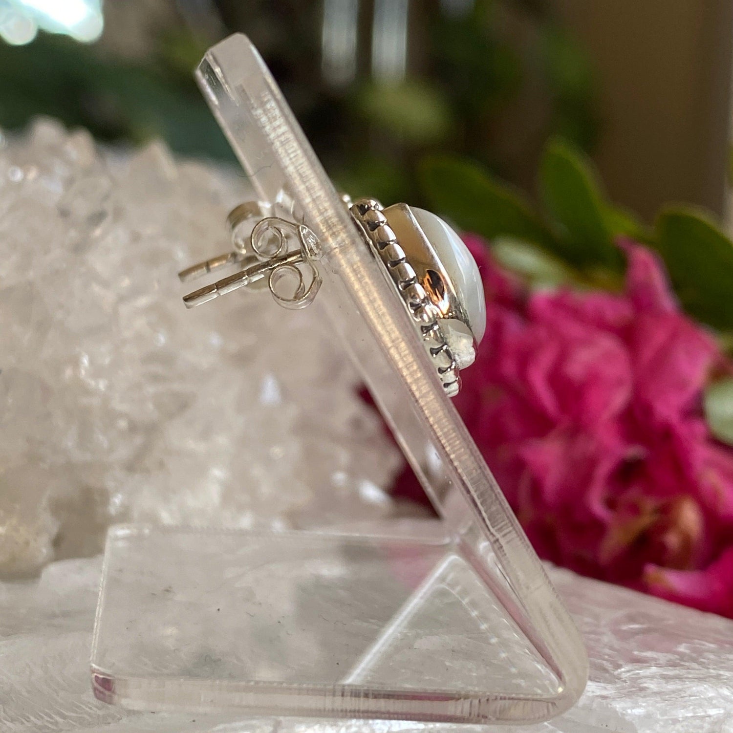 Pearl decorative teardrop cabochon stud earrings KEGJ1197 - Nature's Magick