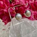 Pearl round cabochon stud earrings KEGJ1048 - Nature's Magick