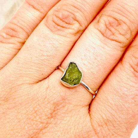 Peridot Raw Crystal Fine Band Ring R3701-PE - Nature's Magick