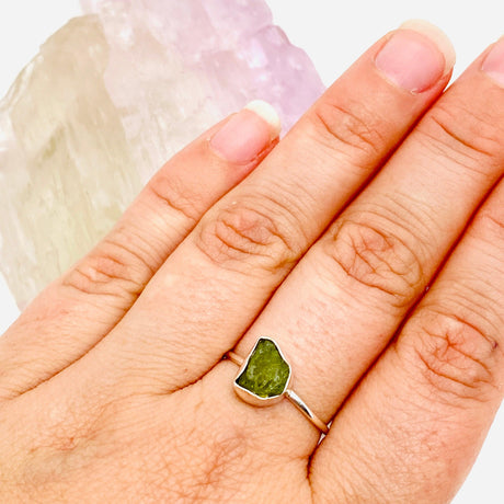 Peridot Raw Crystal Fine Band Ring R3701-PE - Nature's Magick