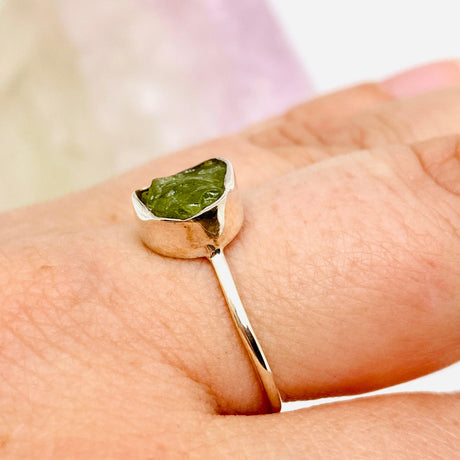 Peridot Raw Crystal Fine Band Ring R3701-PE - Nature's Magick