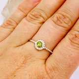 Peridot Round Faceted Fine Band Ring with Detailed Silver Setting R3692-PE - Nature's Magick