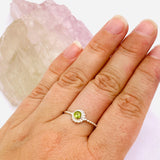 Peridot Round Faceted Fine Band Ring with Detailed Silver Setting R3692-PE - Nature's Magick