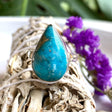 Persian Turqoise with pyrite teardrop ring s.9 KRGJ2522 - Nature's Magick