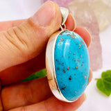 Persian turquoise with Pyrite oval cabochon pendant KPGJ1712 - Nature's Magick