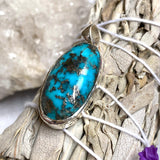 Persian turquoise with pyrite oval pendant KPGJ3193 - Nature's Magick