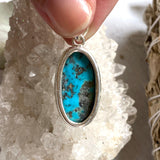 Persian turquoise with pyrite oval pendant KPGJ3193 - Nature's Magick