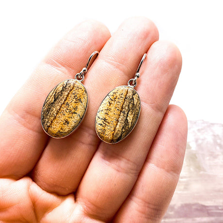 Picture Jasper oval cabochon earrings KEGJ188 - Nature's Magick