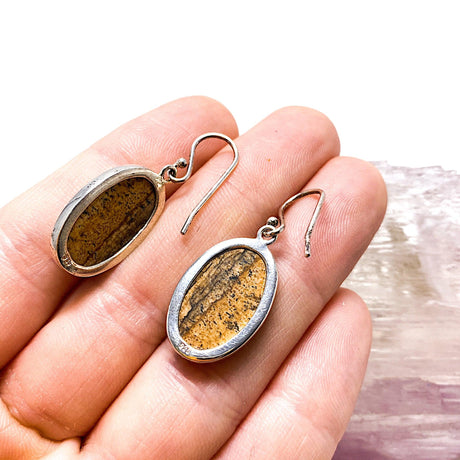 Picture Jasper oval cabochon earrings KEGJ188 - Nature's Magick