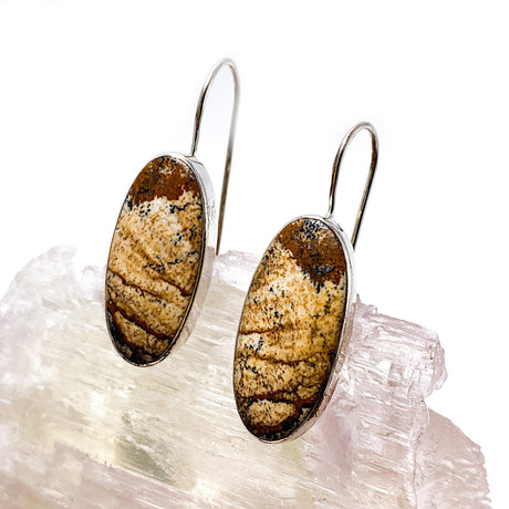 Picture Jasper oval cabochon earrings KEGJ532 - Nature's Magick