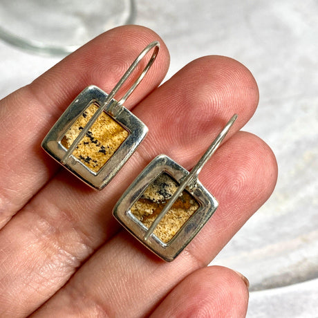 Picture Jasper square fixed hook earrings KEGJ1167 - Nature's Magick