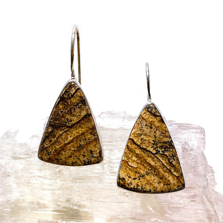 Picture Jasper Triangular cabochon earrings KEGJ533 - Nature's Magick