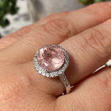 Pink Tourmaline brilliant cut ring with CZ s.9 HRGJ-21 - Nature's Magick