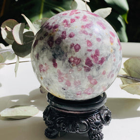 Pink Tourmaline in Quartz sphere PTQS-01 - Nature's Magick