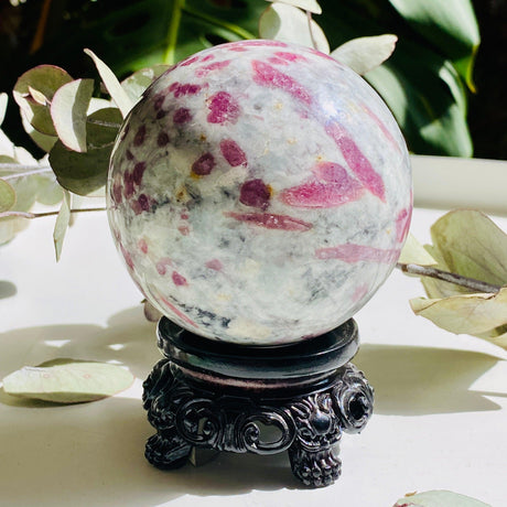 Pink Tourmaline in Quartz sphere PTQS-01 - Nature's Magick