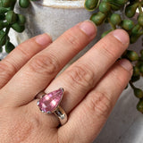 Pink Tourmaline pear cut ring s.9 HRGJ-17 - Nature's Magick
